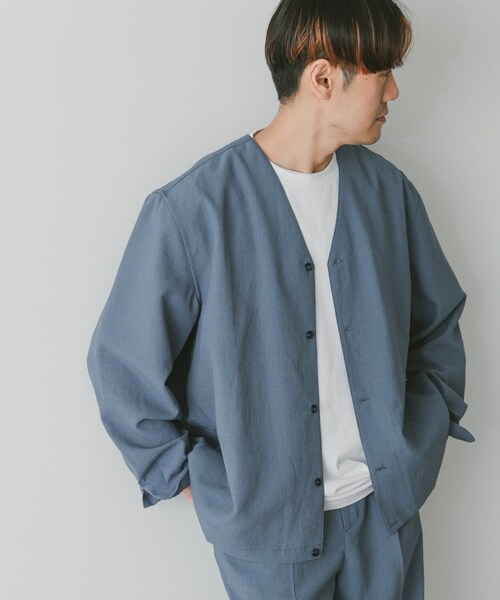 URBAN RESEARCH DOORS（アーバンリサーチドアーズ）の「『セットアップ対応』『UR TECH DRYLUXE』イージーケアノーカラージャケット（ジャケット/アウター・メンズ・BLUE/GREIGE/NAVY/STEEL BLUE/TAUPE・M/L）」の10枚目の写真