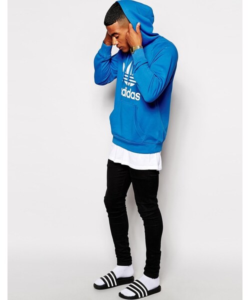 adidas（アディダス）の「Adidas Originals Logo Hoodie（スウェット・メンズ・blue・S-Chest 36-38"/L-Chest 40-42"/M-Chest 38-40"/XL-Chest 42-44"/XS-Chest 34-36"）」の4枚目の写真