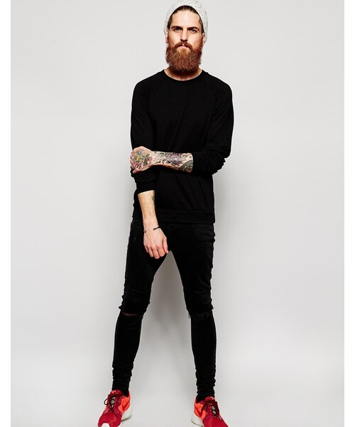 American Apparel（アメリカンアパレル）の「American Apparel Pique Raglan Sweatshirt（スウェット・メンズ・black・XS/L/S/M）」の2枚目の写真