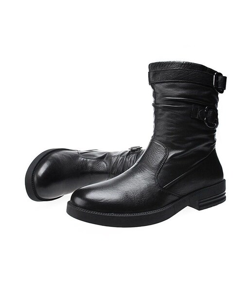 STORES.jp（ストアーズドットジェーピー）の「★本革エンジニアブーツ★武骨×クール★ブラック【送料無料】（スタジャン・メンズ・その他）」の3枚目の写真