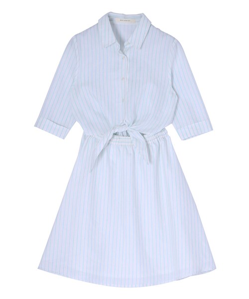 MERCURYDUO（マーキュリーデュオ）の「【DUO】 ストライプリネンシャツワンピース（ワンピース/ドレス・レディース・ブラック/ミントグリーン・F）」の11枚目の写真