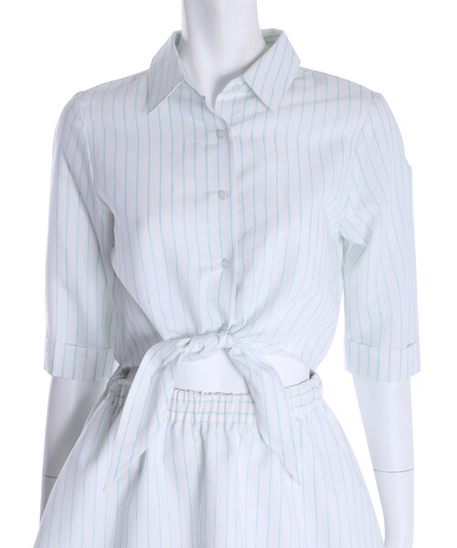 MERCURYDUO（マーキュリーデュオ）の「【DUO】 ストライプリネンシャツワンピース（ワンピース/ドレス・レディース・ブラック/ミントグリーン・F）」の8枚目の写真