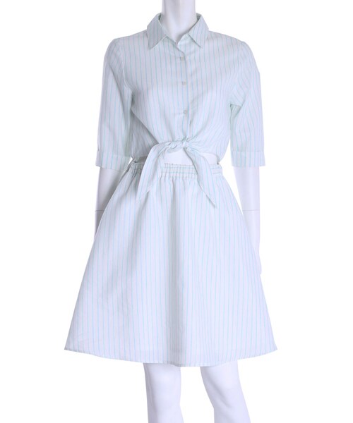 MERCURYDUO（マーキュリーデュオ）の「【DUO】 ストライプリネンシャツワンピース（ワンピース/ドレス・レディース・ブラック/ミントグリーン・F）」の2枚目の写真