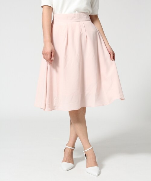 LOWRYS FARM（ローリーズファーム）の「カラーフレアミモレスカート（スカート・レディース・オフ/ピンク/ブルー/ネイビー・Ｆ）」の4枚目の写真