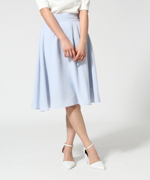 LOWRYS FARM（ローリーズファーム）の「カラーフレアミモレスカート（スカート・レディース・オフ/ピンク/ブルー/ネイビー・Ｆ）」の2枚目の写真