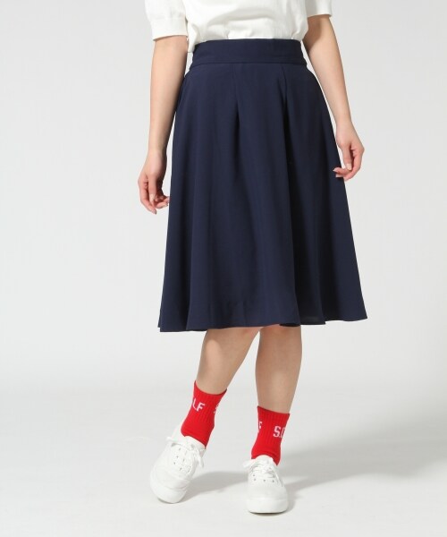 LOWRYS FARM（ローリーズファーム）の「カラーフレアミモレスカート（スカート・レディース・オフ/ピンク/ブルー/ネイビー・Ｆ）」の3枚目の写真