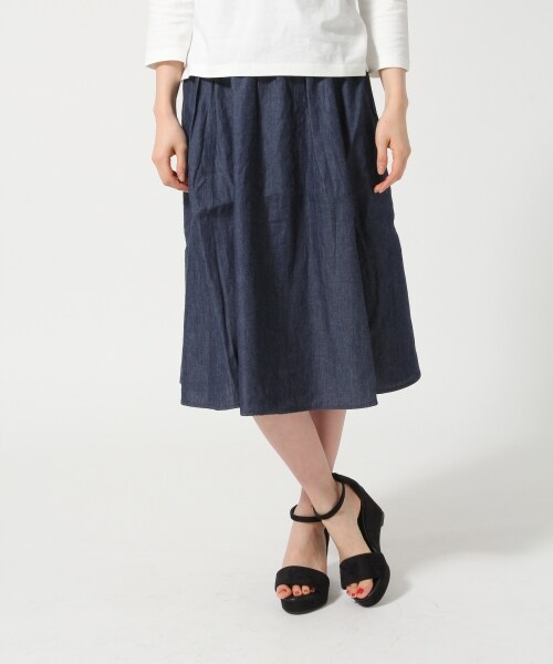 GLOBAL WORK（グローバルワーク）の「フハクミディーフレアースカート（スカート・レディース・ホワイトストライプ01/ブラック09/ベージュ55/ネイビー88/ブルー89・Ｍ/Ｌ）」の5枚目の写真