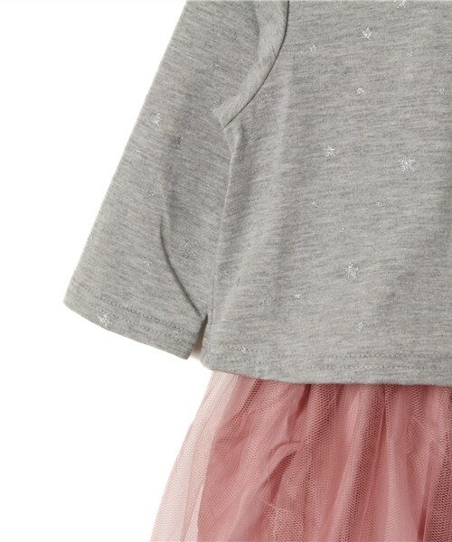 GLOBAL WORK（グローバルワーク）の「チュールスカートレイヤードワンピース７分袖（ワンピース/ドレス・キッズ・ボーダー01/グレー15/ネイビー88・Ｓ/Ｍ/Ｌ/ＸＬ）」の6枚目の写真