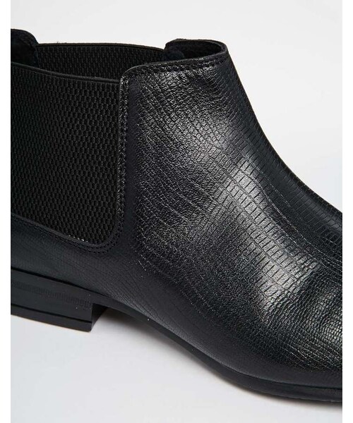 asos（エイソス）の「ASOS Chelsea Boots in Leather With Snakeskin Effect（ブーツ・メンズ・black・US 14/US 7/US 8/US 6/US 9/US 11/US 10/US 13/US 12）」の2枚目の写真