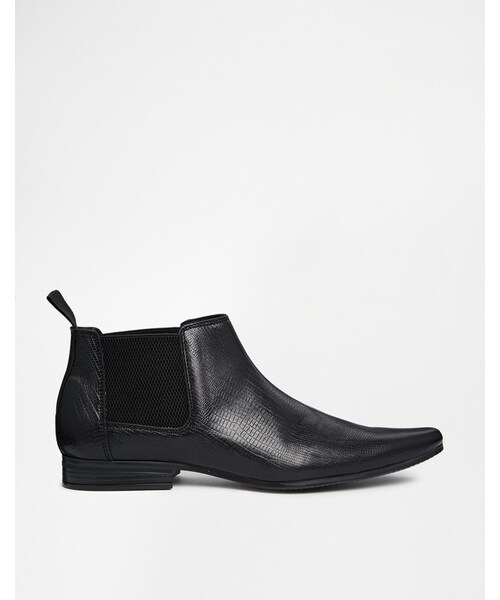 asos（エイソス）の「ASOS Chelsea Boots in Leather With Snakeskin Effect（ブーツ・メンズ・black・US 14/US 7/US 8/US 6/US 9/US 11/US 10/US 13/US 12）」の3枚目の写真