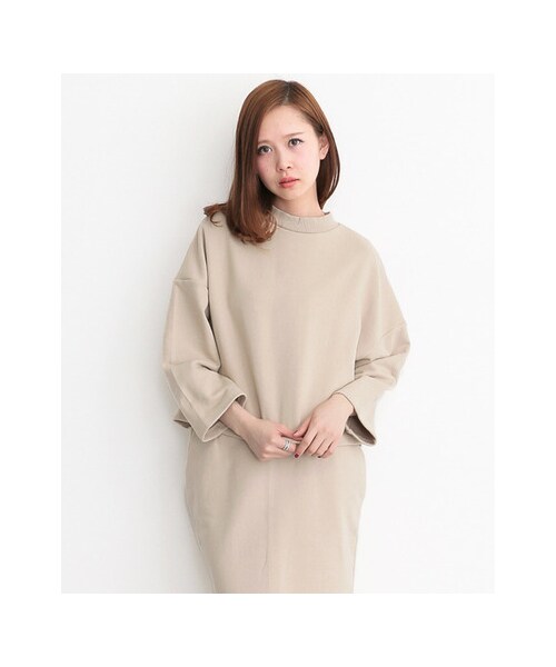 KBF（ケイビーエフ）の「KBF+　ショートネックスエットトップス（トップス・レディース・GRAY/BEIGE/BLUE・one）」の5枚目の写真