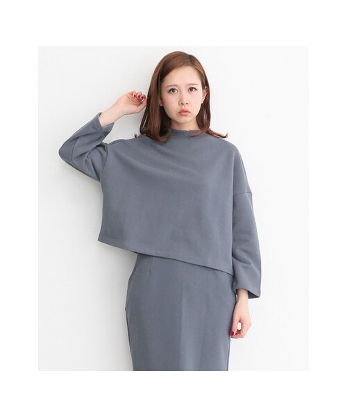 KBF（ケイビーエフ）の「KBF+　ショートネックスエットトップス（トップス・レディース・GRAY/BEIGE/BLUE・one）」の6枚目の写真