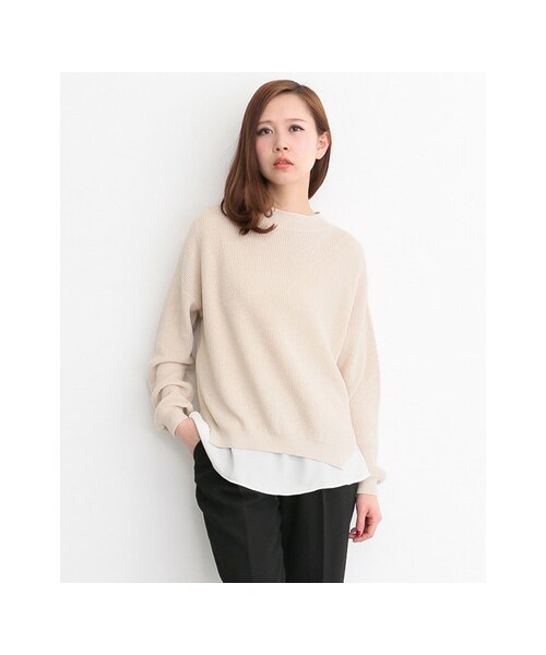 KBF（ケイビーエフ）の「レイヤードニットプルオーバー（トップス・レディース・TOPGRAY/IVORY/NAVY・one）」の4枚目の写真