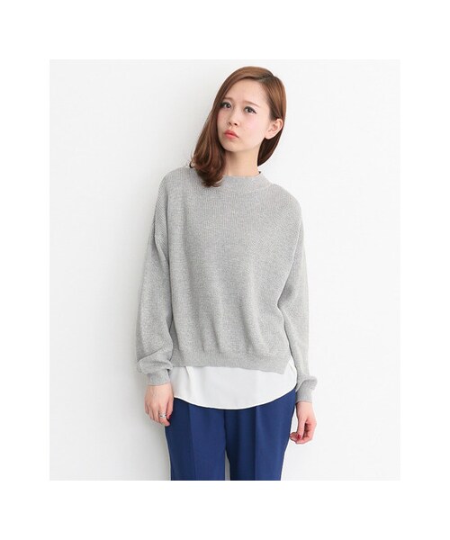 KBF（ケイビーエフ）の「レイヤードニットプルオーバー（トップス・レディース・TOPGRAY/IVORY/NAVY・one）」の5枚目の写真