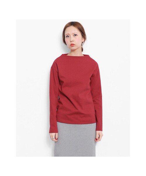 KBF(ケイビーエフ)の「ボトルネックTシャツ(トップス・レディース・OFF/GRAY/RED/NAVY・one)」の5枚目の写真