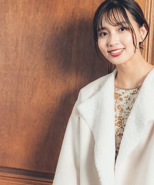 アンデミュウ　リバーシブル ファーコート　スウェード調　【美品】　ベージュ　F Andemiu（アンデミュウ）の「リバーシブルファーコート（）」 - WEAR