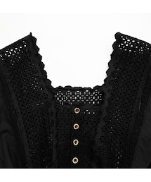 45R スーピマバチストカットワークのぺチドレス (インディゴ)