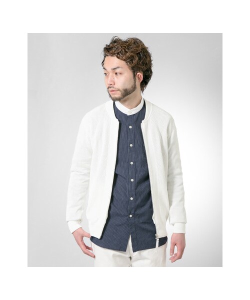 URBAN RESEARCH（アーバンリサーチ）の「10G ZIP ニットブルゾン（ジャケット/アウター・メンズ・WHITE/NAVY/BLACK・M/L）」の4枚目の写真