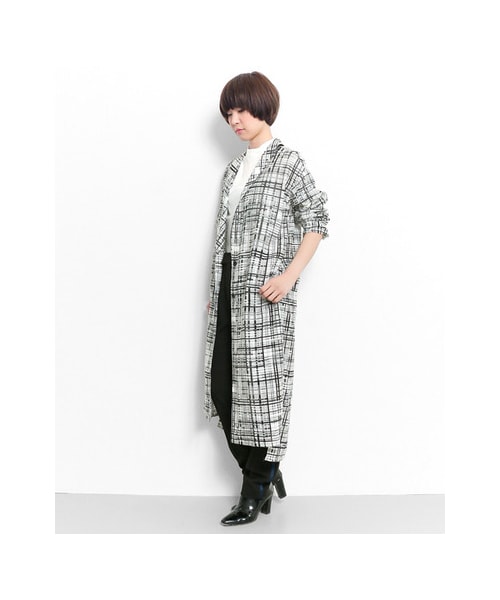 KBF(ケイビーエフ)の「ブロークンチェックシャツガウン(ジャケット/アウター・レディース・BLUE/BLACK・one)」の3枚目の写真