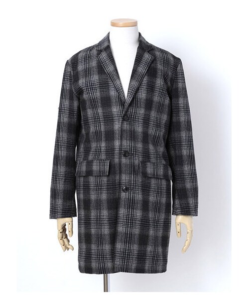 SEVENDAYS=SUNDAY（セブンデイズサンデイ）の「・ウール混チェック チェスターコート（コート　・メンズ・チャコールグレー/ネイビー・M）」の2枚目の写真