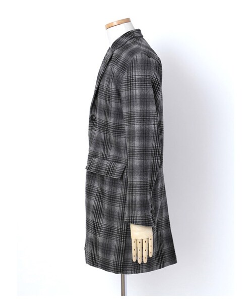 SEVENDAYS=SUNDAY（セブンデイズサンデイ）の「・ウール混チェック チェスターコート（コート　・メンズ・チャコールグレー/ネイビー・M）」の4枚目の写真