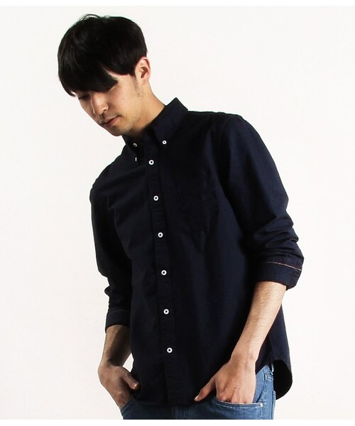 JUNRED（ジュンレッド）の「トルファンオックスボタンダウンシャツ（ブラウス/シャツ・メンズ・ホワイト/ネイビー/サックス/ラベンダー・0/1/2/3）」の2枚目の写真