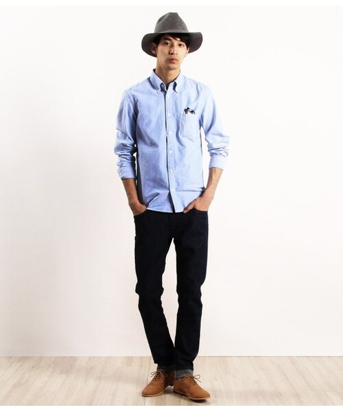 JUNRED（ジュンレッド）の「トルファンオックスボタンダウンシャツ（ブラウス/シャツ・メンズ・ホワイト/ネイビー/サックス/ラベンダー・0/1/2/3）」の15枚目の写真