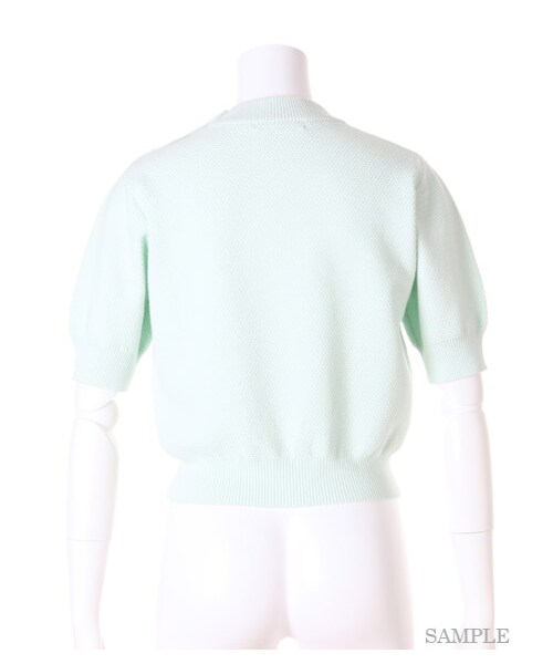 SNIDEL（スナイデル）の「ハーフスリーブニットトップス（ニット・レディース・MNT/PNK/WHTxBLK・F）」の5枚目の写真