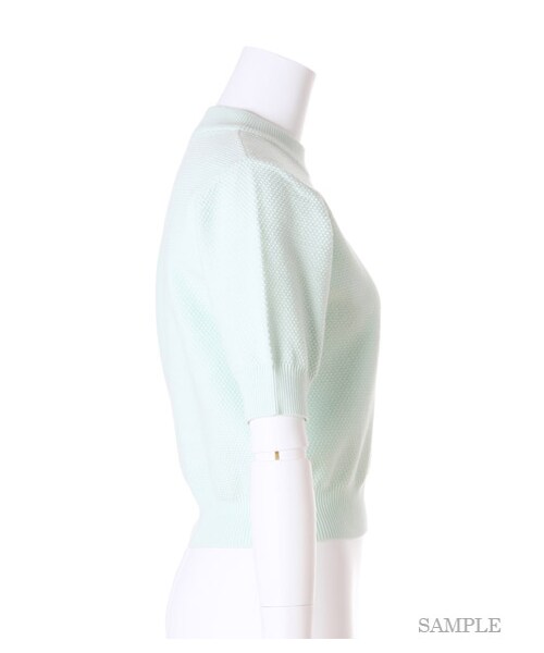 SNIDEL（スナイデル）の「ハーフスリーブニットトップス（ニット・レディース・MNT/PNK/WHTxBLK・F）」の6枚目の写真