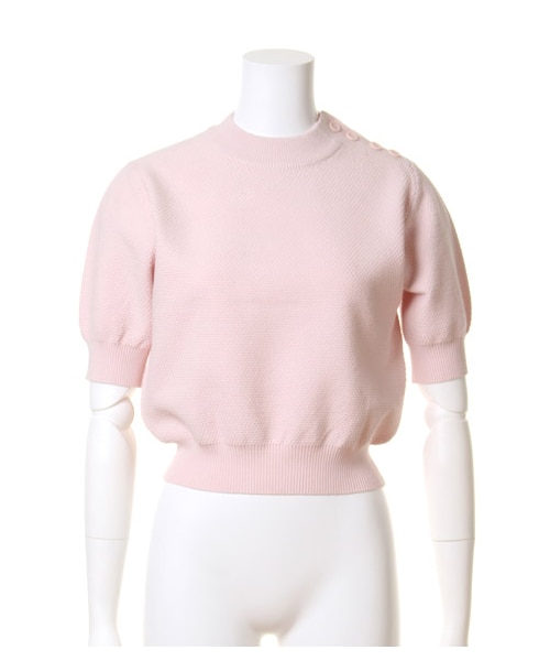 SNIDEL（スナイデル）の「ハーフスリーブニットトップス（ニット・レディース・MNT/PNK/WHTxBLK・F）」の2枚目の写真