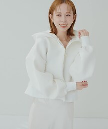 natural couture | ハーフZIPダンボールショート丈プルパーカー(トップス)