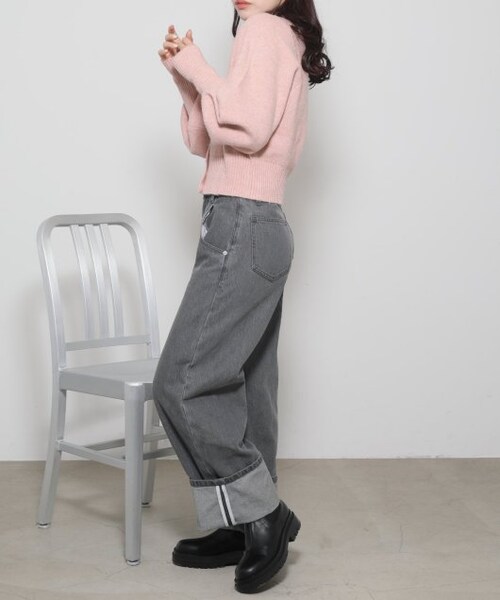 DIANTE ロールアップデニム グレー S セール】 SHIPS any: ワイド ロールアップ デニム パンツ［SHIPS