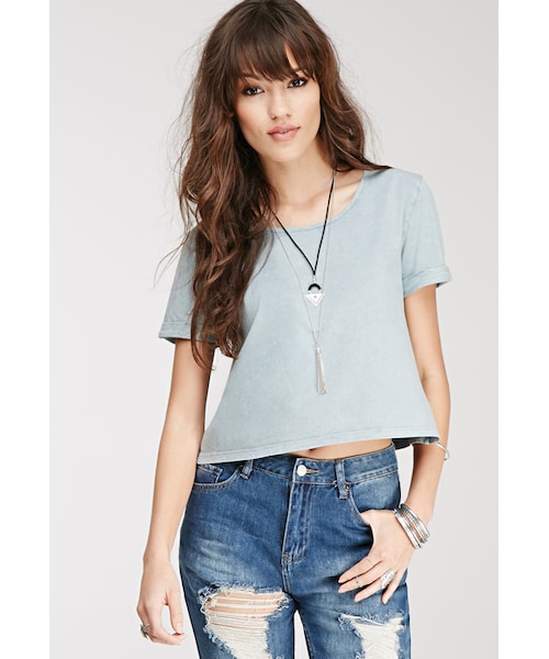 FOREVER 21(フォーエバー トゥエンティーワン)の「FOREVER 21 Mineral Wash Boxy Tee(Tシャツ/カットソー・レディース・Charcoal/Grey・Medium/Small/Large)」の9枚目の写真