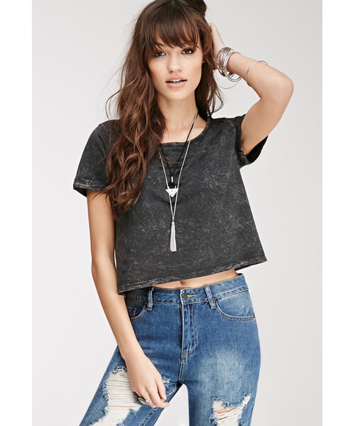 FOREVER 21(フォーエバー トゥエンティーワン)の「FOREVER 21 Mineral Wash Boxy Tee(Tシャツ/カットソー・レディース・Charcoal/Grey・Medium/Small/Large)」の6枚目の写真