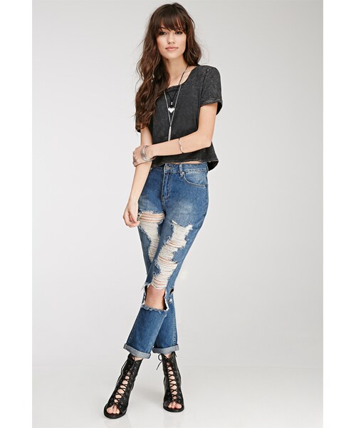 FOREVER 21(フォーエバー トゥエンティーワン)の「FOREVER 21 Mineral Wash Boxy Tee(Tシャツ/カットソー・レディース・Charcoal/Grey・Medium/Small/Large)」の5枚目の写真