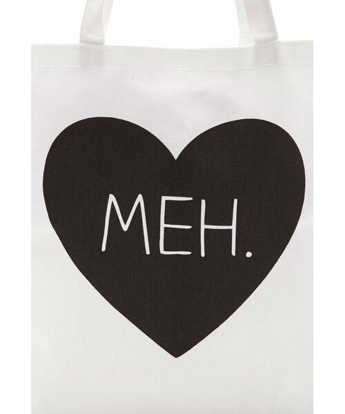 FOREVER 21（フォーエバー トゥエンティーワン）の「FOREVER 21+ Meh Graphic Canvas Tote（バックパック/リュック・レディース・Cream/black・One size）」の3枚目の写真