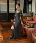 Kastane カスタネ Tulle layered bare dress オケージョンドレス/結婚式】Tulle layered bare dress