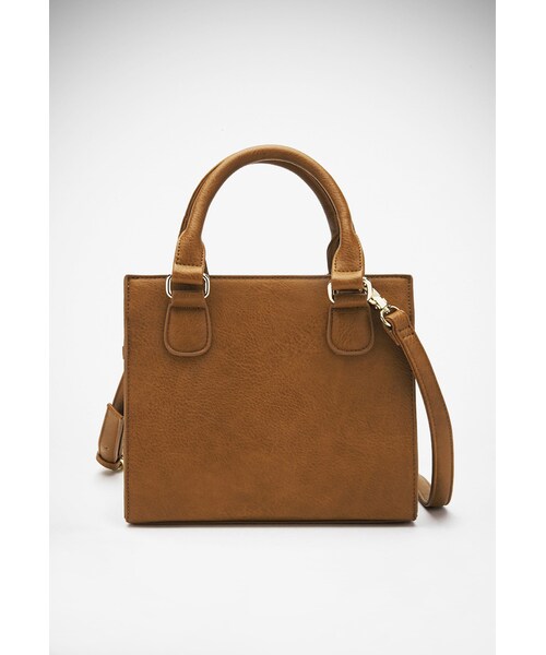 FOREVER 21(フォーエバー トゥエンティーワン)の「FOREVER 21 Structured Faux Leather Satchel(ショルダーバッグ・レディース・Taupe/Black/Tan・One size)」の3枚目の写真