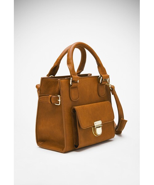 FOREVER 21(フォーエバー トゥエンティーワン)の「FOREVER 21 Structured Faux Leather Satchel(ショルダーバッグ・レディース・Taupe/Black/Tan・One size)」の13枚目の写真