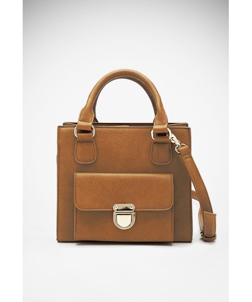 FOREVER 21(フォーエバー トゥエンティーワン)の「FOREVER 21 Structured Faux Leather Satchel(ショルダーバッグ・レディース・Taupe/Black/Tan・One size)」の7枚目の写真