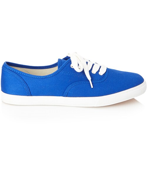 FOREVER 21(フォーエバー トゥエンティーワン)の「FOREVER 21 Classic Canvas Plimsolls(スニーカー・レディース・Black/Bright cobalt・6/8)」の1枚目の写真