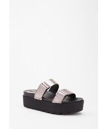 FOREVER 21 | FOREVER 21 Faux Leather Flatform Sandals(サンダル)