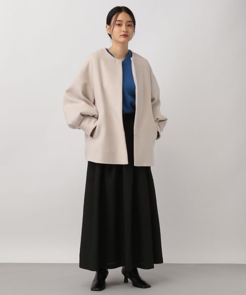 A part by（アパートバイ）の「casheepノーカラーコート/WEB先行予約（ジャケット/アウター・ナチュラル 08/ブラック 09/ライトグレー 11・F）」の4枚目の写真