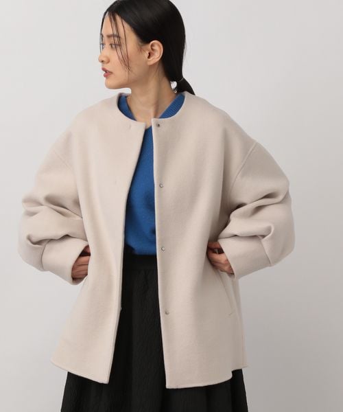 A part by（アパートバイ）の「casheepノーカラーコート/WEB先行予約（ジャケット/アウター・ナチュラル 08/ブラック 09/ライトグレー 11・F）」の5枚目の写真