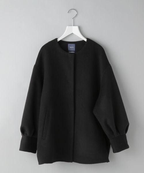 A part by（アパートバイ）の「casheepノーカラーコート/WEB先行予約（ジャケット/アウター・ナチュラル 08/ブラック 09/ライトグレー 11・F）」の2枚目の写真