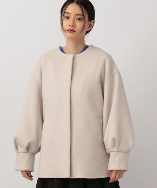 A part by（アパートバイ）の「casheepノーカラーコート/WEB先行予約（ジャケット/アウター・ナチュラル 08/ブラック 09/ライトグレー 11・F）」の7枚目の写真