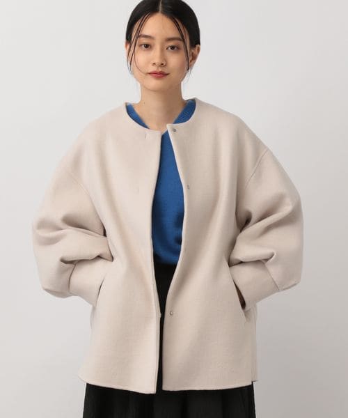 A part by（アパートバイ）の「casheepノーカラーコート/WEB先行予約（ジャケット/アウター・ナチュラル 08/ブラック 09/ライトグレー 11・F）」の6枚目の写真