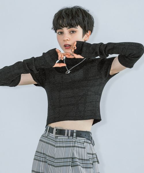 PAGEBOY（ページボーイ）の「2WAYスリーブリブTOPS（トップス・ホワイト系01/ブラック系08/ブラック09・F）」の10枚目の写真