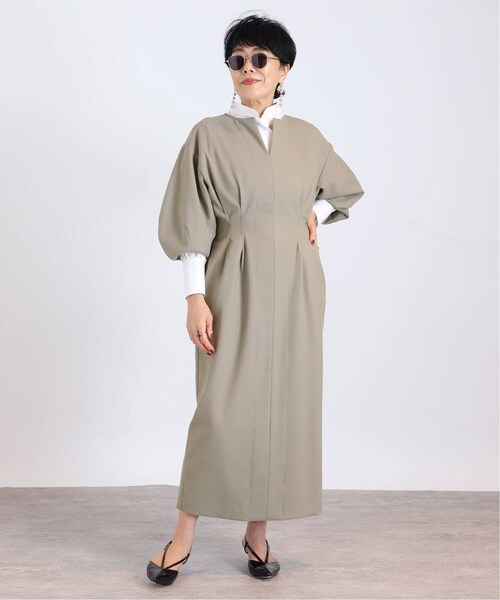 極美品ヴェルメイユパーイエナ定番ウエストシェイプワンピースグレー膝丈38 VERMEIL par iena（ヴェルメイユパーイエナ）の「《追加予約》P/Ry