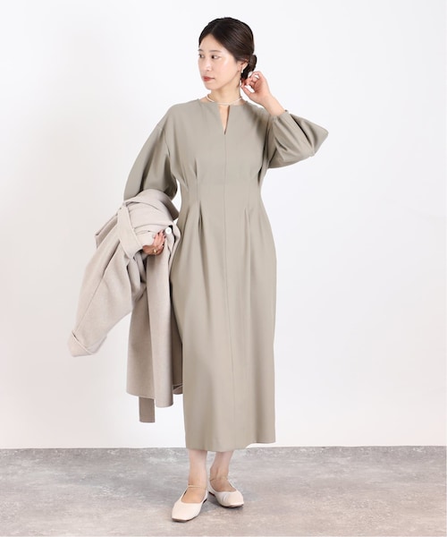 極美品ヴェルメイユパーイエナ定番ウエストシェイプワンピースグレー膝丈38 VERMEIL par iena（ヴェルメイユパーイエナ）の「《追加予約》P/Ry